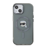 Karl Lagerfeld IML Karl Head metallraamiga MagSafe &uuml;mbris iPhone 15 jaoks / must