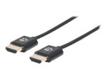 Manhattan HDMI kaabel Ethernetiga (Ultra Thin), 4K@60Hz (Premium High Speed), 1.8m, isane-isane, must, Ultra HD 4k x 2k, t&auml;ielikult varustatud, kul...