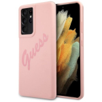 Guess GUHCS21LLSVSPI Script Vintage k&otilde;va &uuml;mbris Samsung Galaxy S21 Ultra G998 jaoks / roosa