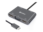 USB-C sisendjaam 2xHDMI+1xVGA+USB+PD USB-C sisendjaam