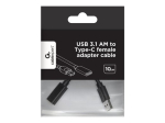 GEMBIRD A-USB3-AMCF-01 USB 3.1 AM kuni Type-C naise adapter kaabel 10cm must