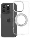 Frame Circle Stand telefoni &uuml;mbris alusega ja MagSafe toega iPhone 15 Pro l&auml;bipaistev