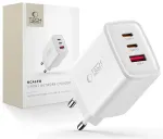 Tech-Protect NCA65W-GAN reisilaadija | 65W | PD, QC, GaN | USB-C, USB-A | valge
