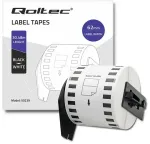 Qoltec lint BROTHER DK-22205 jaoks | 62mm x 30.48m | Valge / Must tr&uuml;kk | K&auml;epidemega rull