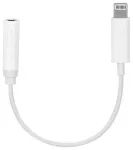 Adapter AUX Lightning (male) to Jack 3,5 mm (female) valge