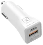 Maxximus MX Kappa autolaadija | 18W | PD, QC | USB-A, USB-C, Lightning | USB-C kuni Lightning kaabliga komplektis | valge