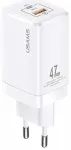 USAMS T41 reisilaadija | 47W | GaN, PD, QC | USB-C, USB-A | valge