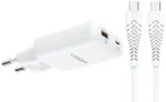 Veger TR122 reisilaadija | 65W | PD | USB-A, USB-C | USB-C kuni USB-C kaabliga komplektis | valge