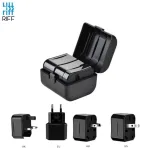 Riff 3-in-1 reisipistiku adapterite komplekt UK 3-pin - Euro 2-pin - US (USA) - Aasia + hoiukarp