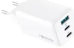 Forever TC-08-65ACC v&otilde;rgulaadija | 65W | GaN, PD, QC | USB-C | valge