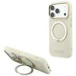 Guess Ring Stand 360 Grained Classic Logo telefoni &uuml;mbris alusega ja MagSafe toega iPhone 18 Pro | iPhone 17 Pro beež
