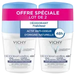 VICHY Mineral Deodorant 48H Roll on Antiperspirant Without Aluminum Salts 2X50ml