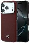 Mercedes Leather Semi Wrap Wood Effect telefoni &uuml;mbris MagSafe toega iPhone 17 Pro Max punane