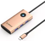Orico PW11 6-in-1 dokkimisjaam USB-C kuni 3x USB 3.0 | USB-C | HDMI | 100W | kuldne