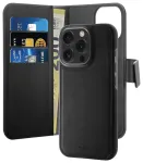 Puro Wallet Detachable MagSafe 2in1 PU-nahast klapiga rahakott-vutlar iPhone 16 Pro jaoks - Must