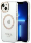Guess Transparent telefoni &uuml;mbris MagSafe toega iPhone 14 Plus l&auml;bipaistev kuldne