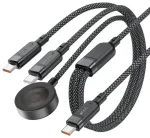 Acefast C6-11 3-in-1 andmeedastus- ja laadimiskaabel | USB-C kuni USB-C, Qi | 100W | 1.2m | must