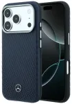 Mercedes Leather Semi Wrap Wood Effect telefoni &uuml;mbris MagSafe toega iPhone 17 Pro Max tumesinine