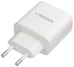 Seinalaadija VEGER USB A + Typ C PD QC3.0 3,25A 65W + kaabel USB C to USB C TR67 valge