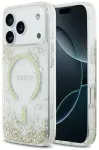 Guess Resin Bottom Glitter telefoni &uuml;mbris MagSafe toega iPhone 18 Pro | iPhone 17 Pro kuldne