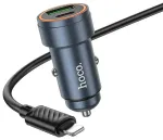 HOCO Z57A autolaadija | 30W | PD, QC | USB-A, USB-C, Lightning | USB-C kuni Lightning kaabliga komplektis | must