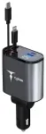 T-Phox Flexit autolaadija | 86W | USB-A, USB-C, Lightning | integreeritud USB-C ja Lightning kaablitega komplektis | hall