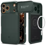 Spigen Optik Armor Mag telefoni &uuml;mbris MagSafe toega iPhone 17 Pro Max roheline