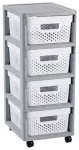 Riiul 4 hoiukastiga Curver Infinity Dot, 44l, hall/valge