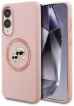 Case Karl Lagerfeld Silicone Double Heads And Circle MagSafe for Samsung Galaxy S25 Edge pink