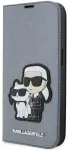 Karl Lagerfeld KLBKP14LSANKCPG iPhone 14 Pro 6.1" bookcase srebrny|silver Saffiano Karl & Choupette
