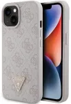 Guess Leather 4G Triangle Strass telefoni &uuml;mbris iPhone 15 roosa