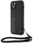 BMW BMHCP15M23RMRLK iPhone 15 Plus | 14 Plus 6.7" must j&auml;ik kate Signature Leather Wordmark Cord