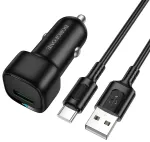 Borofone BZ34 Cloud autolaadija | 18W | QC | USB-A, USB-C | USB-A kuni USB-C kaabliga komplektis | must