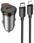 HOCO NZ16 autolaadija | 30W | PD, QC | USB-C, Lightning | USB-C kuni Lightning kaabliga komplektis | hall