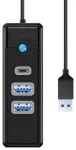 Orico USB kuni 2x USB 3.0 + USB-C jaotur-adapter, 5 Gbps, 0,15m (must)