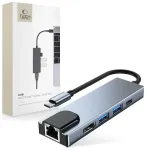 Tech-Protect V3 5-in-1 USB-jaotur | USB-C kuni USB 3.0, USB 2.0, USB-C, HDMI, RJ45 | hall