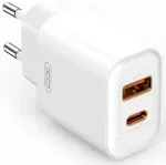 XO CE12 reisilaadija | 20W | PD, QC | USB-A, USB-C | valge