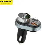 AWEI C-843 k&auml;ed-vabad komplekt FM-saatjaga, Bluetooth 5.0, MP3, 1xUSB+1xUSB-C must|must