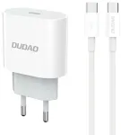 Dudao A14EUC reisilaadija | 20W | PD | USB-C | USB-C kuni USB-C kaabliga komplektis | valge