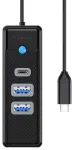 Orico USB-C kuni 2x USB 3.0 + USB-C jaotur-adapter, 5 Gbps, 0,15m (must)