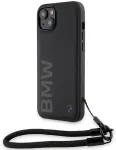 BMW BMHCP15S23RMRLK Signature Leather Wordmark Cord telefoni &uuml;mbris iPhone 15 | iPhone 14 | iPhone 13 must