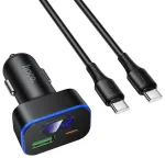 HOCO Z63B autolaadija | 30W | PD, QC | USB-C, USB-A | USB-C kuni USB-C kaabliga komplektis | must