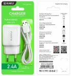 iKaku KSC-373 Set 2in1 Nutikas kahe USB pordiga 2.4A seinalaadija + Lightning kaabel 1m Valge