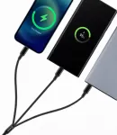 OBAL:ME AllConnect andmeedastus- ja laadimiskaabel | USB-A kuni USB-C, Lightning, Micro USB | 1.2m | must