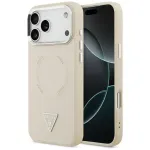Guess PU Leather Triangle Logo telefoni &uuml;mbris MagSafe toega iPhone 17 Pro beež