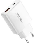 Remax RP-U01-AC reisilaadija | 20W | GaN | USB-A, USB-C | valge