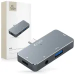 Tech-Protect V6 4-in-1 hub USB-C to USB 3.0 | USB-C | HDMI | 3.5mm | 100W | gray