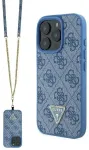 Guess GUHCP16LP4TDSCPB iPhone 16 Pro 6.3" sinine|blue hardcase Leather Metal Logo Strass Crossbody