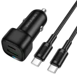 Borofone BZ34B Cloud autolaadija | 20W | PD, QC | USB-A, USB-C | USB-C kuni USB-C kaabliga komplektis | must