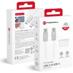 Forcell F-Energy ACYH23 andmeedastus- ja laadimiskaabel | USB-C kuni USB-C | QC 4.0, PD | 60W | 1.2m | valge